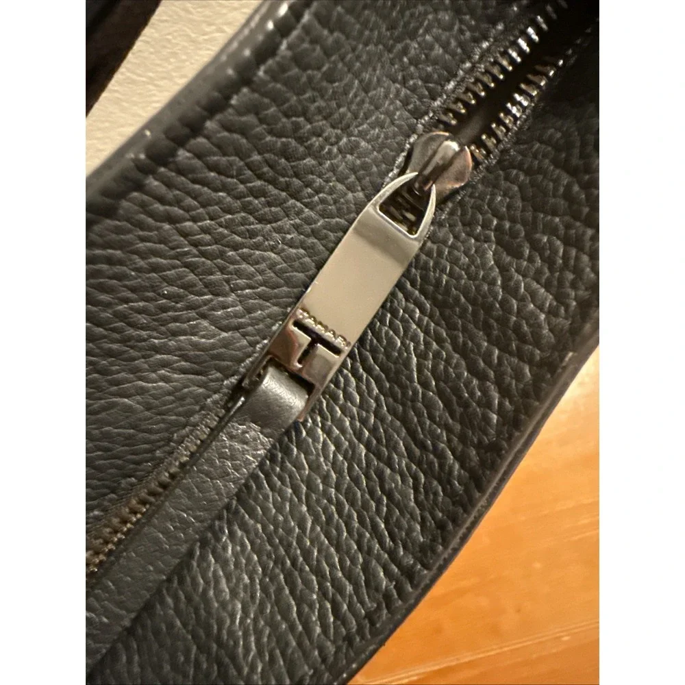 Tahari ASL Black Pebbled Leather Slouchy Hobo Shoulder Bag Adjustable Strap